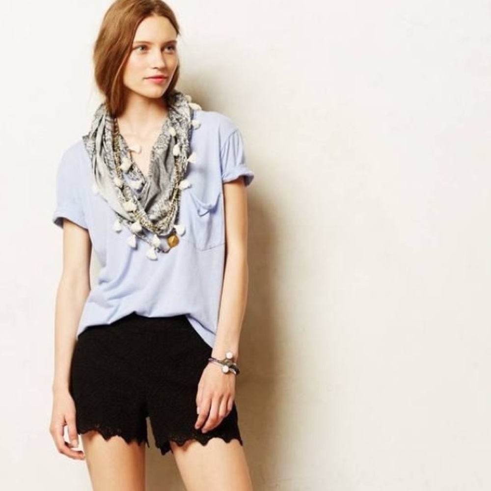Anthropologie Elevenses Black Lace Eyelet Shorts